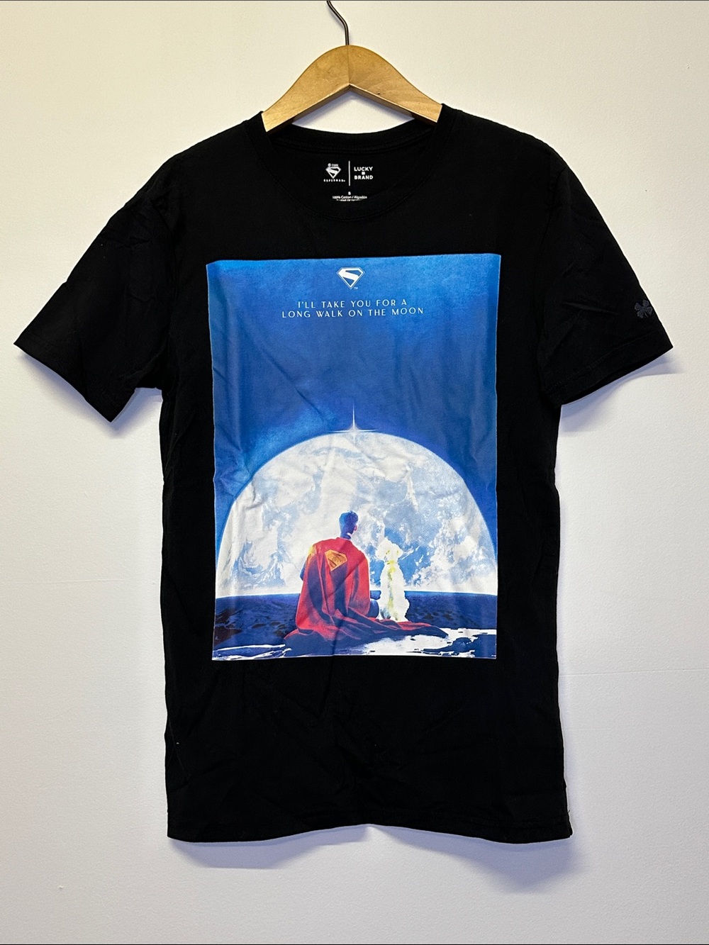 Lucky Brand Superman Graphic Black Men's T-Shirt - Red/Blue Print
